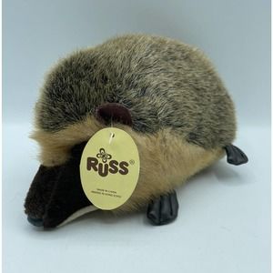 Russ Plush Hedgehog Prickles Stuffed Animal Russ Berrie Toy 8" New Hedgy Vintage